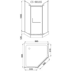 Душевое ограждение LORANTO 100х100х200 с низким поддоном 13см, серое закаленное стекло 6 мм, профиль сатин (CS-816S B 100 (GRAY))