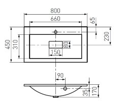 Раковина AQUATON ПРЕМЬЕР 800, белая (1A702831PR010)