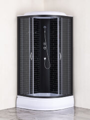 Душевая кабина Loranto 90х90х215 поддон 25 см, черный кирпичный узор, серое стекло 4мм, профиль черный (CS-6690-25GB 90)