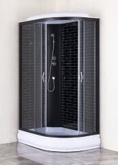 Душевая кабина Loranto 120х80х215 поддон 20 см, черный кирпичный узор, серое стекло 4мм, профиль черный (CS-66120-20L GB 120)