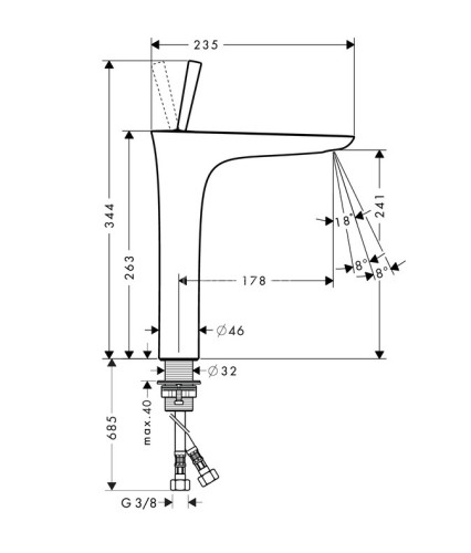 15072400 PuraVida Смеситель для раковины в форме таза, однорычажный