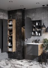 Шкаф AQUATON Сохо подвесной, Дуб Веллингтон/Графит софт (1A258403AJA00)