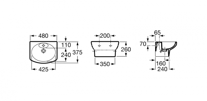 Roca DAMA SENSO COMPACTO Раковина 480х375х260 мм