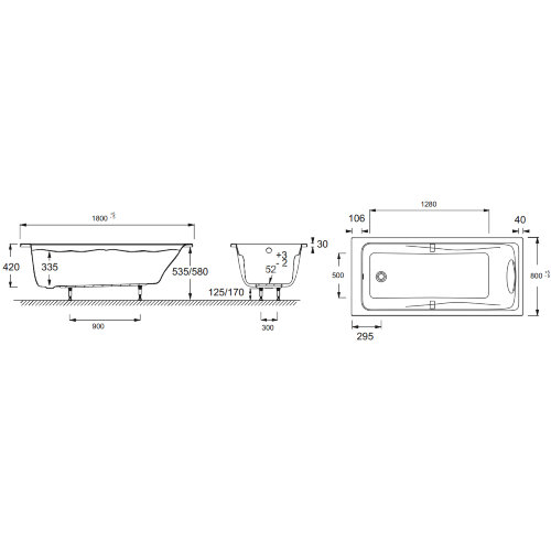 Ванна акриловая Jacob Delafon Odeon Up 180x80 прямоугольная,белая (E6048RU-00)