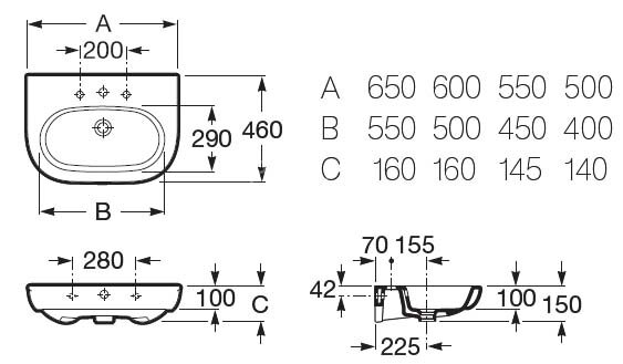 Z Раковина N - MERIDIAN 650 x 460 см б/пьед.