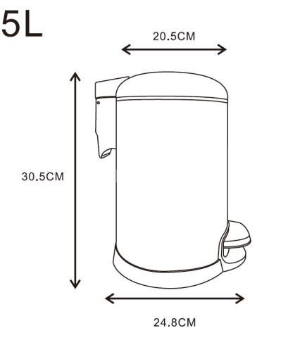 Ведро Azario , Хром матовый (AZ-301N-5L)