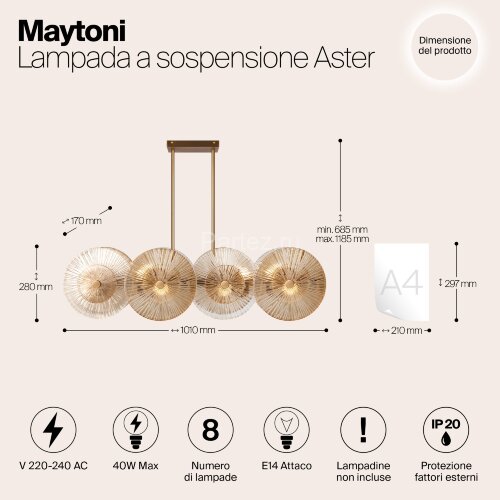 Потолочная люстра Maytoni MOD007PL-08G1