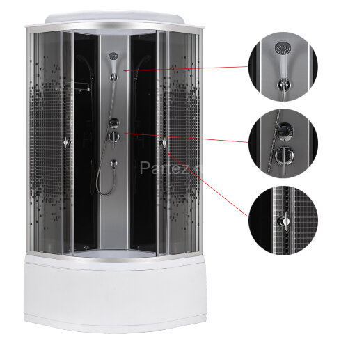Душевая кабина Loranto 90x90x215 поддон 40 см, 4 мм прозрачное стекло с рисунком "мозайка" (CS-986ТМ/G)