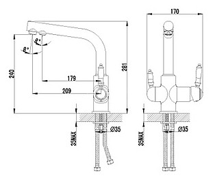 Смеситель Lemark Villa LM4861B для кухни  с подключением к фильтру с питьевой водой
