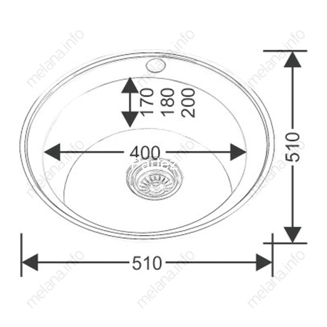 Мойка 510 MELANA 0,6/170 в ИУ врезная круглая с сифоном (018 ti *12)