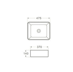 Раковина Azario 475х370х140 накладная, белый (AZ-2074)