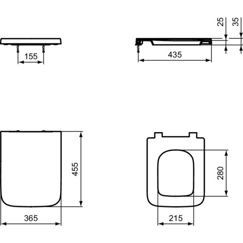 Сиденье с крышкой для унитаза Ideal Standard BLEND CUBE 365х455х35 белый (T392701)