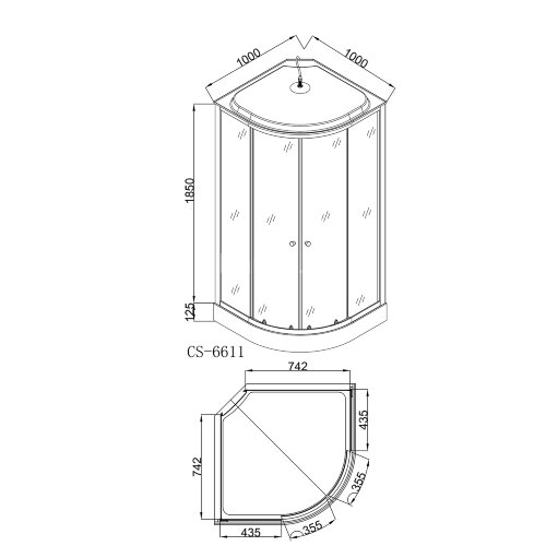 Душевая кабина Loranto CS-6611 F, 100х100х215, матовая, стекло 4 мм, поддон 13 см