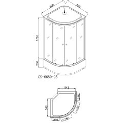Душевая кабина LORANTO CS-6680-25 F 80х80х215 матовое стекло 4мм, поддон 25 см