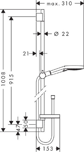 27667000 Raindance Select S Душевой набор 120 3jet P со штангой 90 см, PowderRain