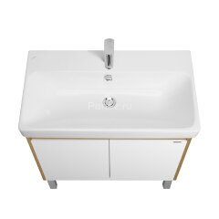 Тумба под раковину AQUATON Сканди Doors 80 Белый глянец/Дуб Рустикальный (1A282901SDZ90)