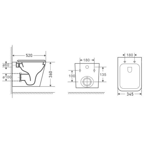 Унитаз подвесной Azario Boca 520х360х345 безободковый, с сиденьем микролифт, черный матовый (AZ-2002