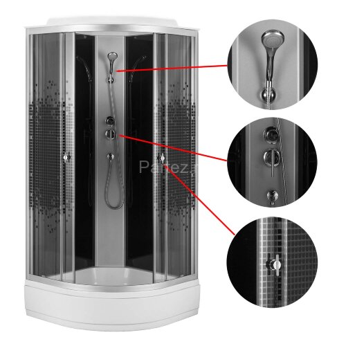 Душевая кабина Loranto 100x100x215 поддон 25 см, 4 мм прозрачное стекло с рисунком "мозайка" (CS-1000-25ТМ/М)