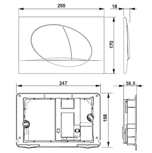 Кнопка смыва Roca Active 42B механическая, пластик, хром матовый (7.8901.1.40B.2)