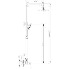 Смеситель Rossinka S35-45 для душа с регулируемой высотой штанги и лейкой &quot;Тропический дождь&quot;