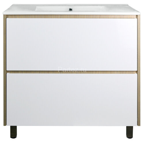 Комплект тумба Стиль Stella 80/2Н 810х810х460 Дуб дымчатый/Белый, под раковину Leon 7506-80 (CS00076