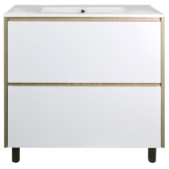 Комплект тумба Стиль Stella 80/2Н 810х810х460 Дуб дымчатый/Белый, под раковину Leon 7506-80 (CS00076