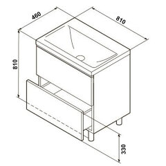 Комплект тумба Стиль Stella 80/2Н 810х810х460 Дуб дымчатый/Белый, под раковину Leon 7506-80 (CS00076