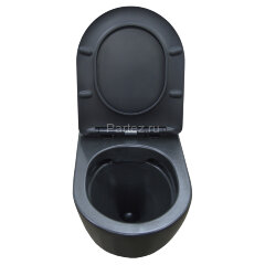 Унитаз подвесной Azario Gloria 480х370х360 безободковый, с сиденьем микролифт, чёрный матовый (AZ-20