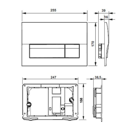 Кнопка смыва Roca ACTIVE PL B01 для ПЭК, хром глянец