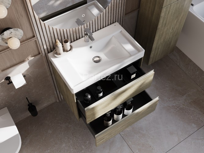 Тумба под раковину Roca Ona 800 подвесная, 2 ящика, темный вяз (A857630511)