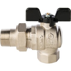 Кран шаровой полнопроходной угловой с американкой 3/4 Stout