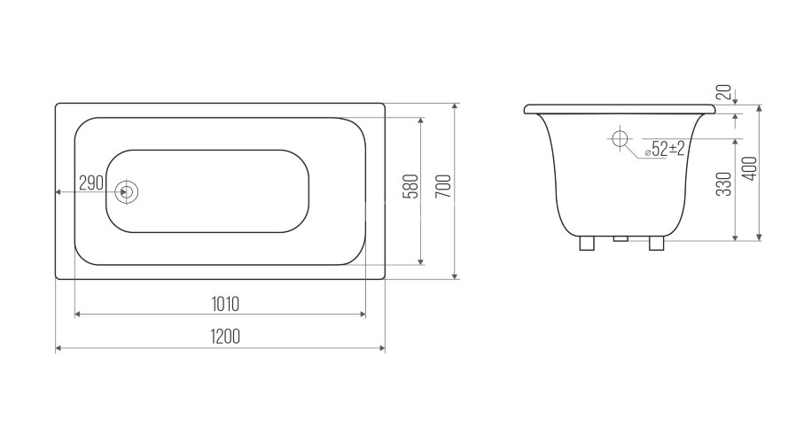 Ванна чугунная Goldman Classic 120x70x40 пристенная, белый (Classic 120*70*40)