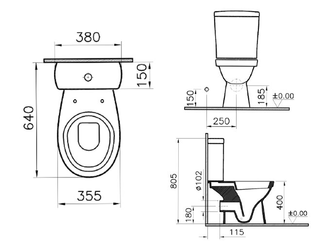 Унитаз-компакт Vitra Norm Eisberg 355х640х805, быстросьемное сиденье дюропласт с микролифтом, белый