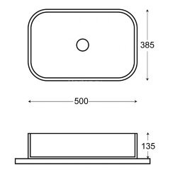 Раковина накладная Azario 500х385х135 прямоугольная, белый глянцевый (AZ-2284)