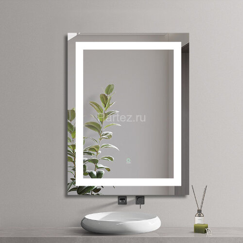 Зеркало AZARIO Lines 600х800 с подсветкой, сенсорный выключатель с функцией диммера, подогрев (AZ-Z-