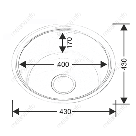 Мойка 430 MELANA 0,6/170 врезная круглая с сифоном (027 t *15)