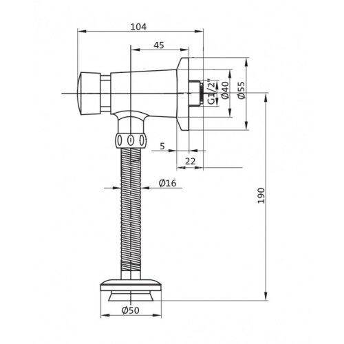 Писсуар Santek Гала с нажимным краном, креплением и вертикальнм сифоном (1WH501805)
