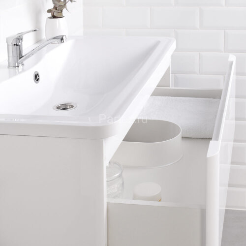 Комплект тумба Итана Roberto 80 (795х56х06) подвесная, с раковиной Adel 80, белый глянец (375043)