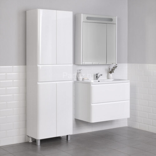 Комплект тумба Итана Roberto 80 (795х56х06) подвесная, с раковиной Adel 80, белый глянец (375043)