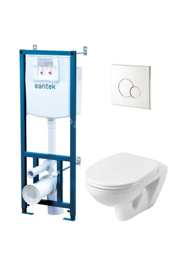 Пэк: Santek Бореаль: подвесной унитаз + инсталляция + кнопка смыва хром + сидение SC (1.WH50.1.544)