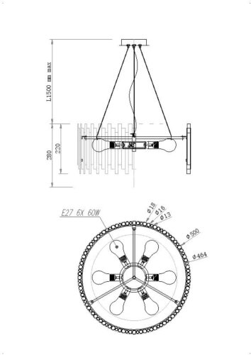Подвесная люстра Maytoni MOD136PL-06BS
