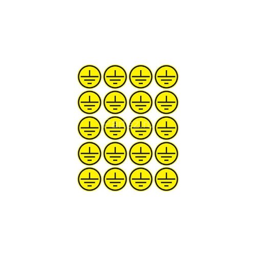 Наклейка знак электробезопасности "Заземление" d20мм (20шт на листе) Rexant 56-0010