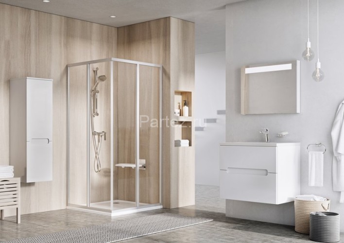 Душевой уголок Ravak Supernova SRV2-90 S, цвет профиля сатин, цвет стекла "Водная зябь"