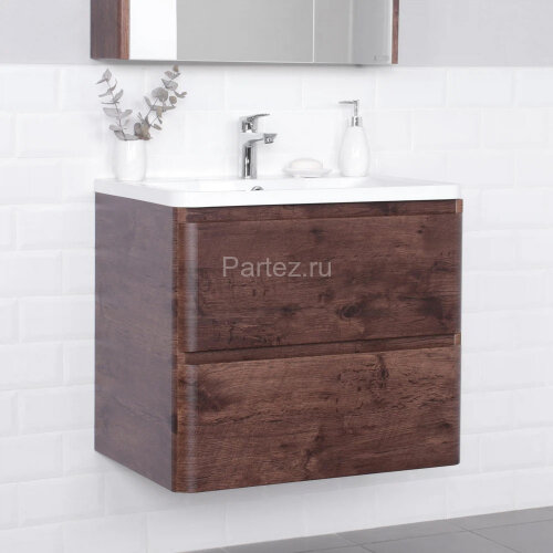 Комплект тумба Итана Roberto 70 (700х453х606) подвесная, с раковиной Adel 70/Adelina 70, акация темн