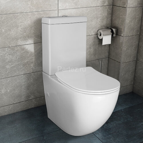 Унитаз-компакт Azario Renda 615х365х840 напольный, безободковый, в комплекте с арматурой, сиденье ми