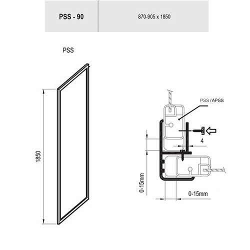 Неподвижная душевая стенка Ravak Supernova PSS-90, профиль белый, цвет стекла "Водная зябь"
