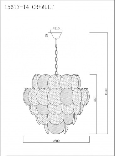 Подвесная люстра iLamp 15617-14 CR+MULT
