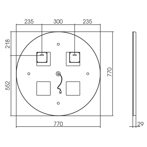 Зеркало AZARIO Перла- ТХ d770 подсветка, сенсорный выключатель с функцие диммера, теплый, холодный с