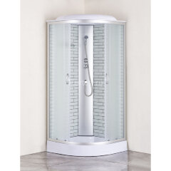 Душевая кабина Loranto SUNWAY 80х80х215 поддон 13см, белый кирпичный узор, матовое стекло 4мм, профиль хром (CS668013FW80)