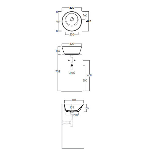 Раковина чаша SIMAS WAVE круглая 420х420х165, цвет белый (WA01 bi*0)